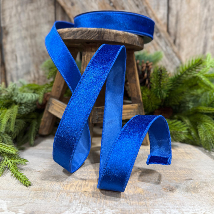 1" Royal Blue Velvet Ribbon, Farrisilk Ribbon, Silky Velvet Ribbon, RS293-26
