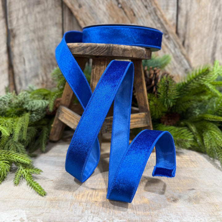 1" Royal Blue Velvet Ribbon, Farrisilk Ribbon, Silky Velvet Ribbon, RS293-26