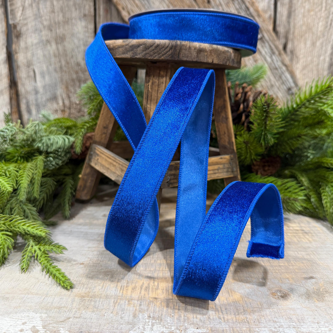 1" Royal Blue Velvet Ribbon, Farrisilk Ribbon, Silky Velvet Ribbon, RS293-26