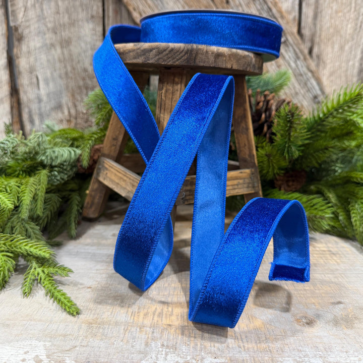 1" Royal Blue Velvet Ribbon, Farrisilk Ribbon, Silky Velvet Ribbon, RS293-26