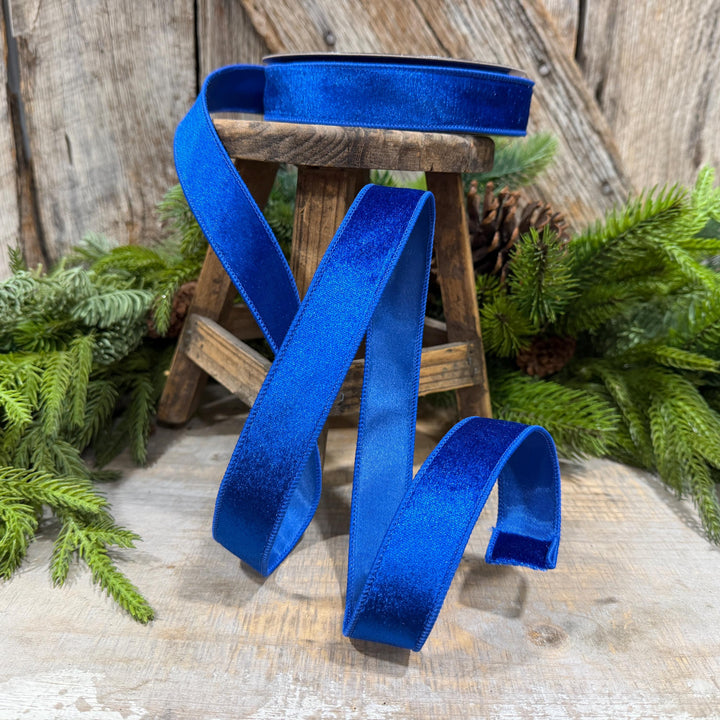 1" Royal Blue Velvet Ribbon, Farrisilk Ribbon, Silky Velvet Ribbon, RS293-26