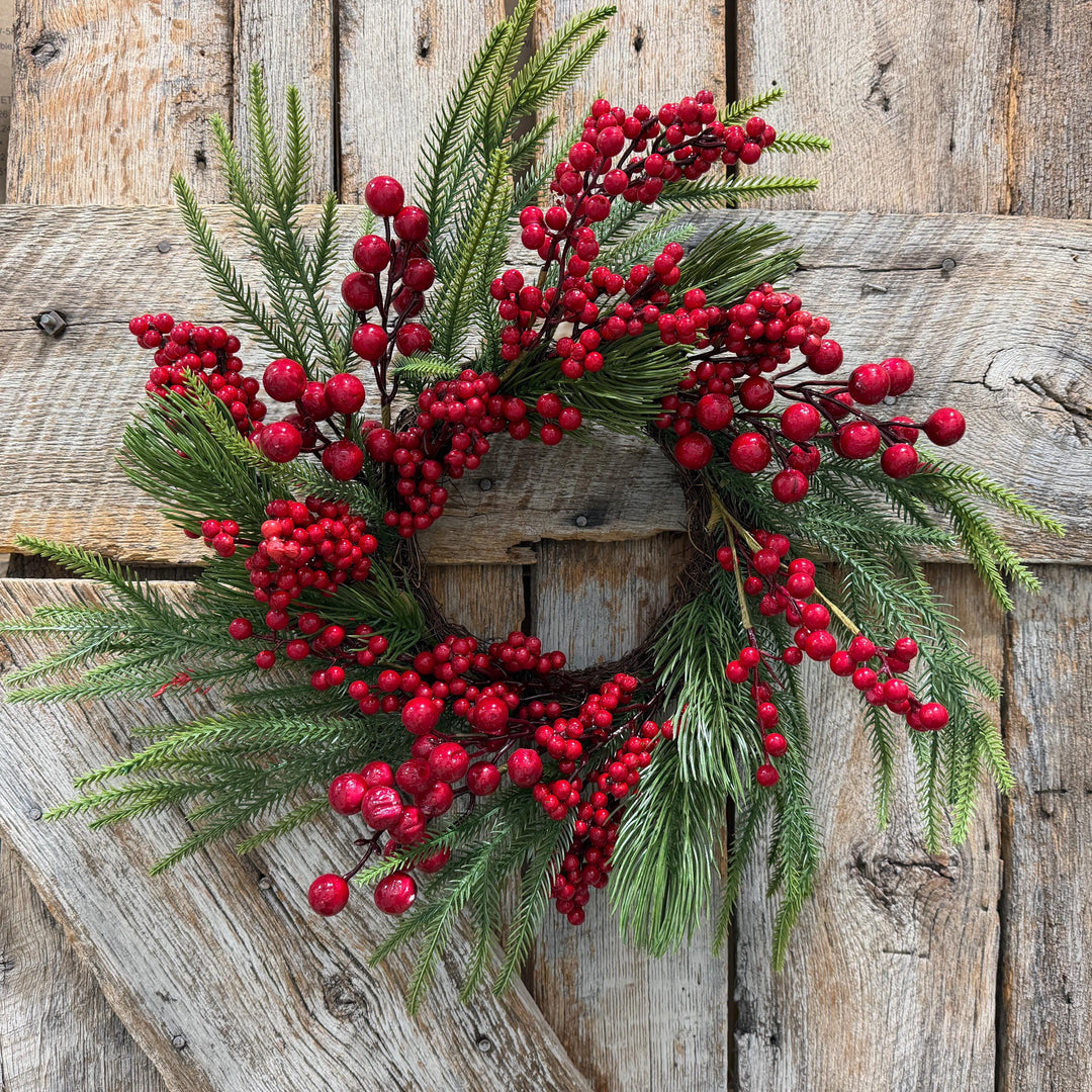 18" Christmas Red Berry Wreath, Cranberry Wreath, Red Wreath, Christmas Front Door, Woodland Christmas Wreath, Artificial Wreath