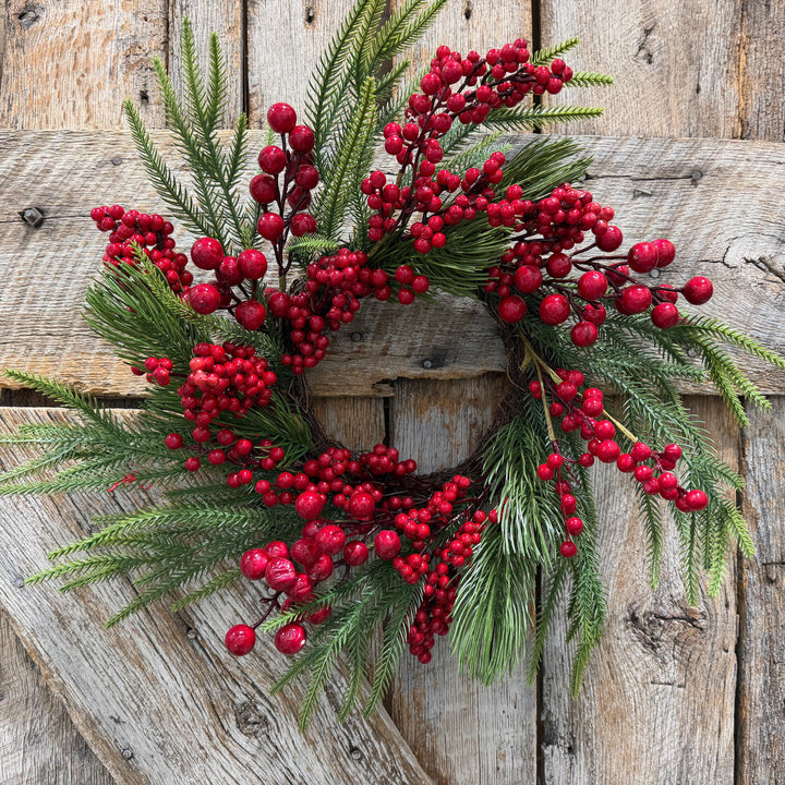 18" Christmas Red Berry Wreath, Cranberry Wreath, Red Wreath, Christmas Front Door, Woodland Christmas Wreath, Artificial Wreath