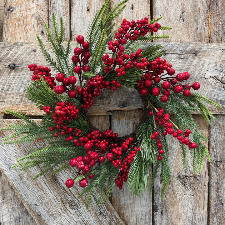 18" Christmas Red Berry Wreath, Cranberry Wreath, Red Wreath, Christmas Front Door, Woodland Christmas Wreath, Artificial Wreath