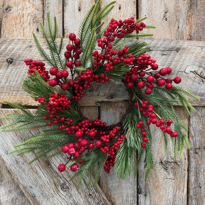 18" Christmas Red Berry Wreath, Cranberry Wreath, Red Wreath, Christmas Front Door, Woodland Christmas Wreath, Artificial Wreath