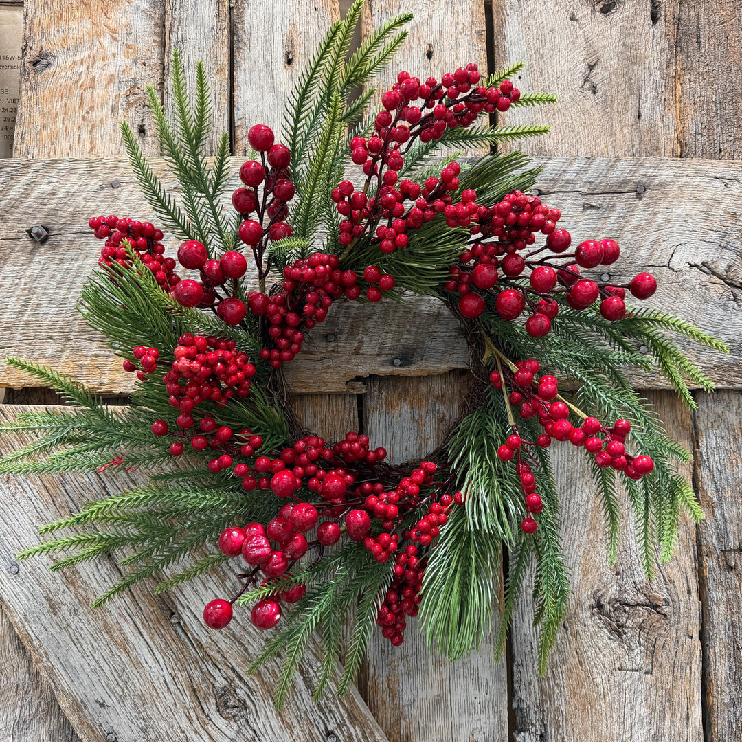 18" Christmas Red Berry Wreath, Cranberry Wreath, Red Wreath, Christmas Front Door, Woodland Christmas Wreath, Artificial Wreath