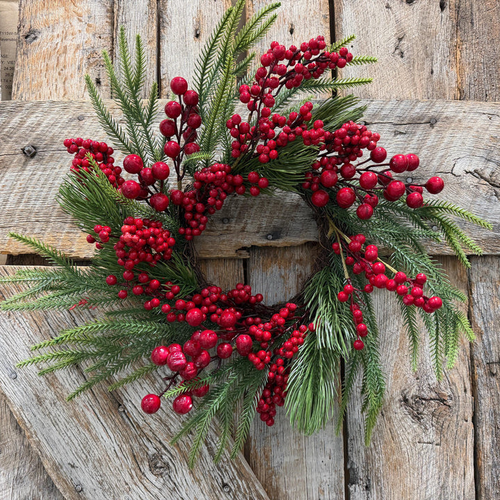 18" Christmas Red Berry Wreath, Cranberry Wreath, Red Wreath, Christmas Front Door, Woodland Christmas Wreath, Artificial Wreath