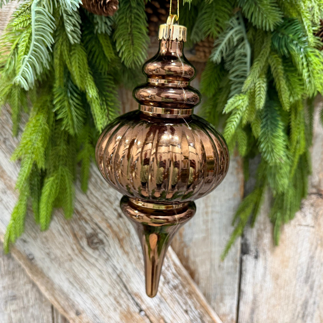 10" Chocolate Brown Finial Ornament, Woodland Theme Ornament