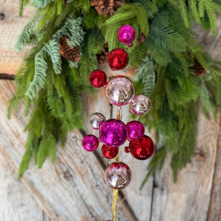 16" Pink Red Ball Spray, Ornament Ball Pick