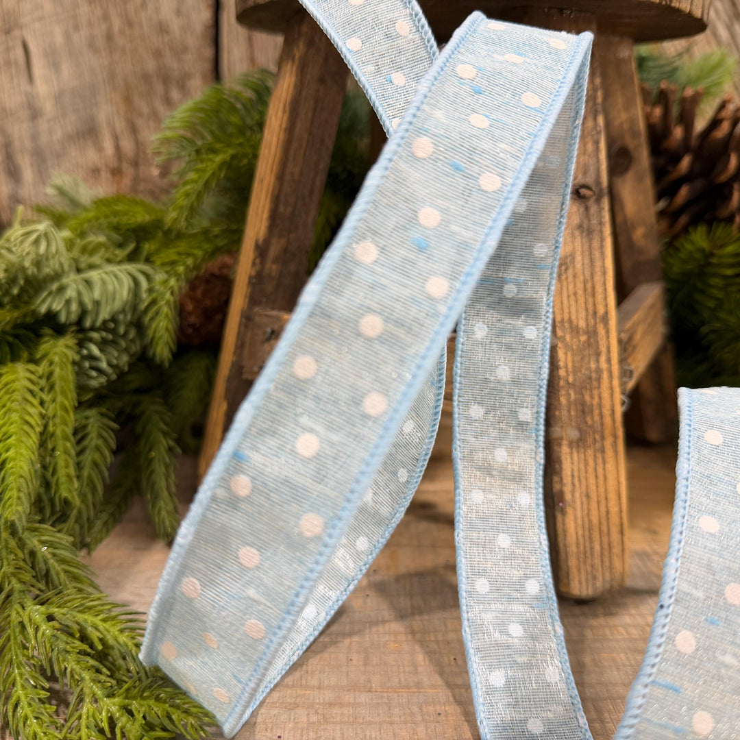 1" Light Blue Polka Dot Ribbon, Farrisilk Dashing Dots Ribbon, SR143-16