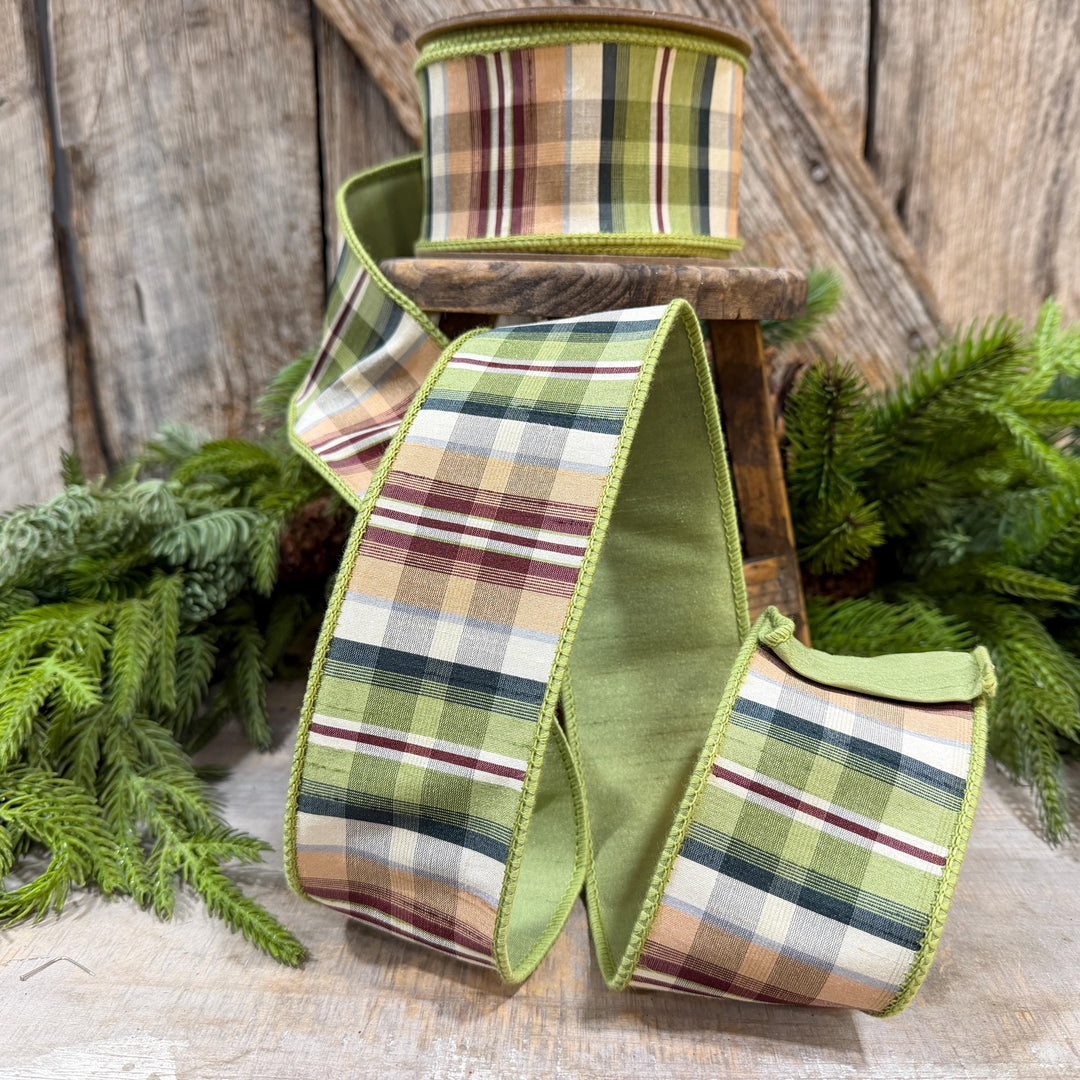 2.5" Fall Plaid Ribbon, Christmas Plaid Ribbon, Woodland Christmas Ribbon