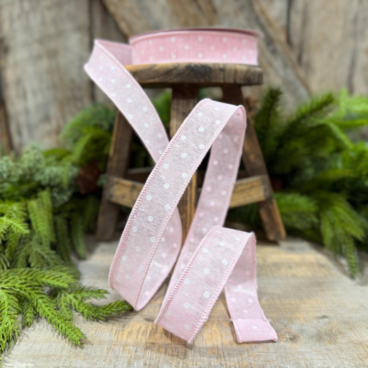 1" Light Pink Polka Dot Ribbon, Farrisilk Dashing Dots Ribbon, SR143-14