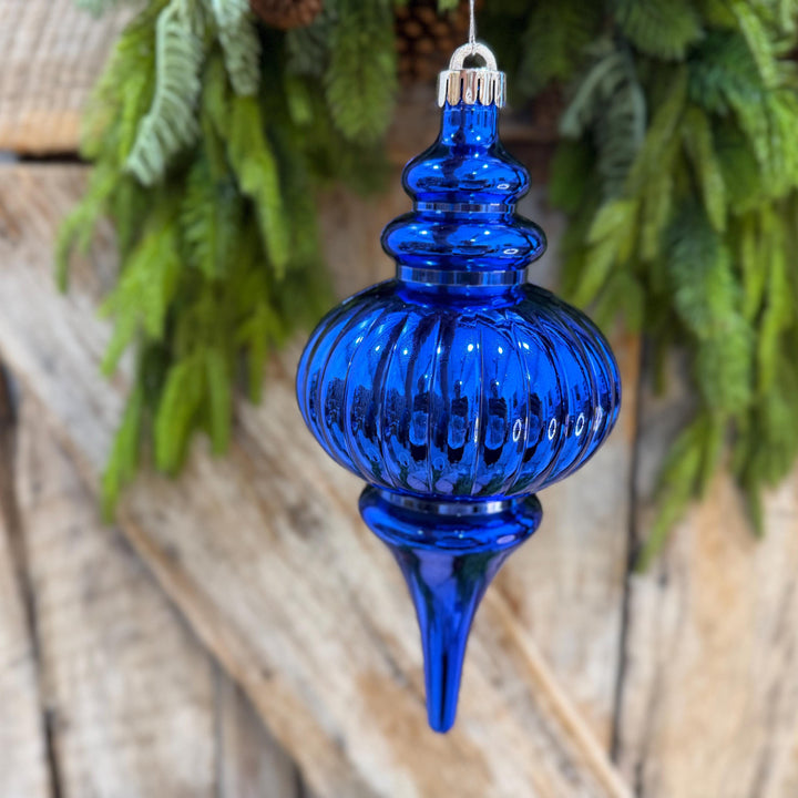 10" Royal Blue Finial Ornament, Blue Christmas Ornament