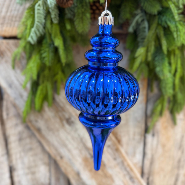 10" Royal Blue Finial Ornament, Blue Christmas Ornament
