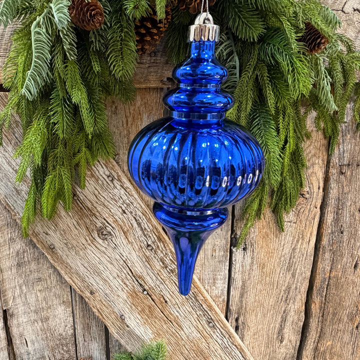 10" Royal Blue Finial Ornament, Blue Christmas Ornament