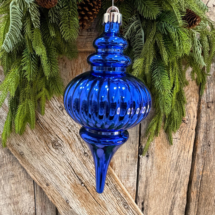 10" Royal Blue Finial Ornament, Blue Christmas Ornament