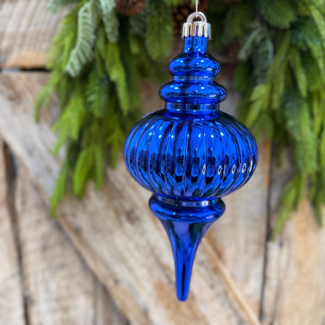 10" Royal Blue Finial Ornament, Blue Christmas Ornament