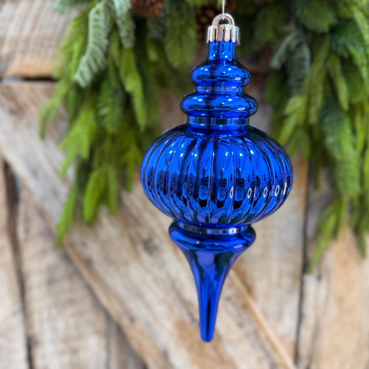 10" Royal Blue Finial Ornament, Blue Christmas Ornament