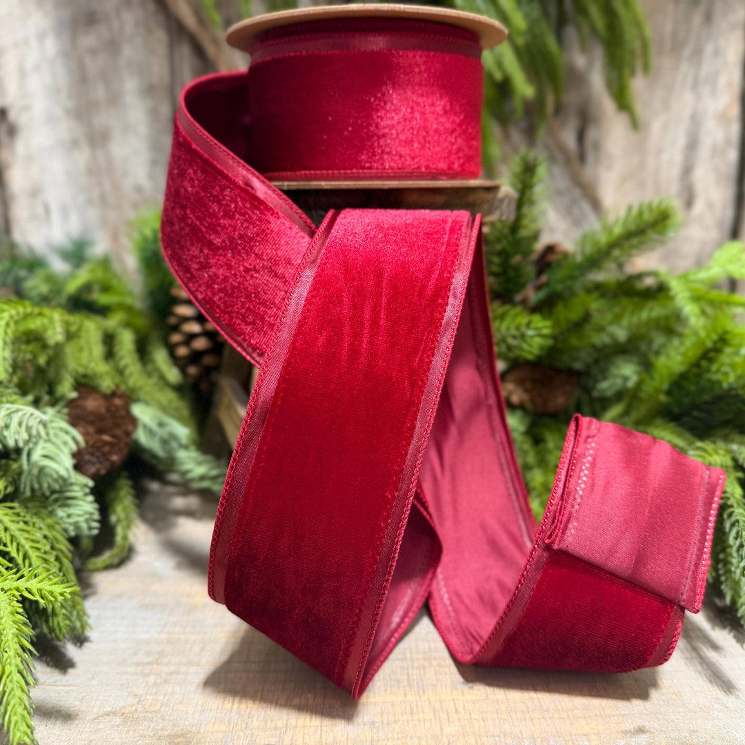 2.5” Burgundy Velvet Ribbon, Maroon Velvet ribbon