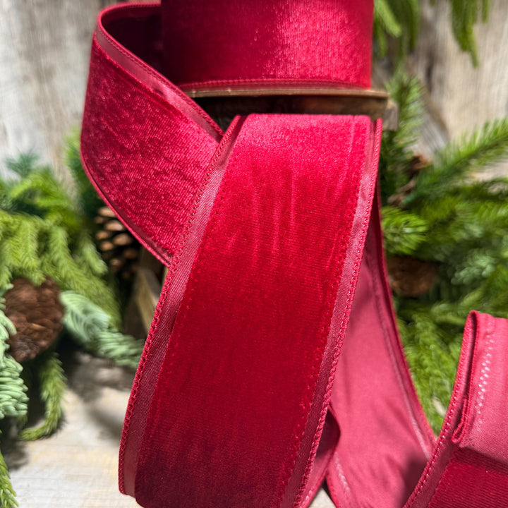 2.5” Burgundy Velvet Ribbon, Maroon Velvet ribbon