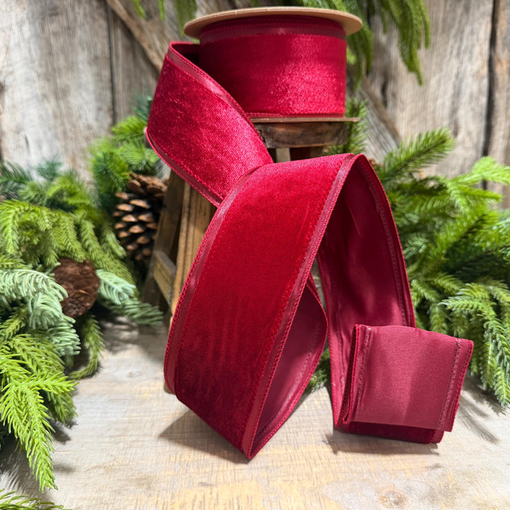 2.5” Burgundy Velvet Ribbon, Maroon Velvet ribbon
