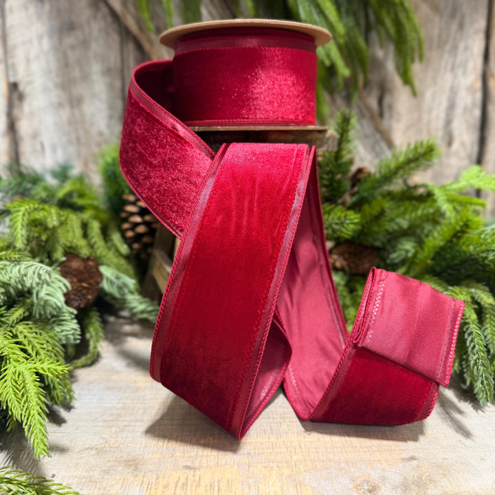 2.5” Burgundy Velvet Ribbon, Maroon Velvet ribbon