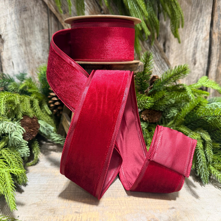 2.5” Burgundy Velvet Ribbon, Maroon Velvet ribbon