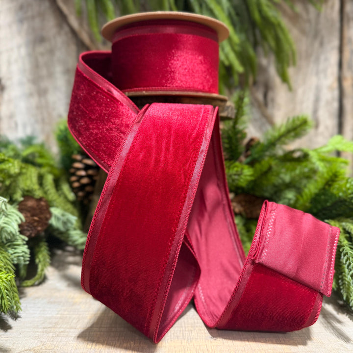 2.5” Burgundy Velvet Ribbon, Maroon Velvet ribbon