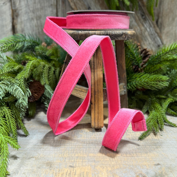 1" BubbleGum Pink Velvet Ribbon, Pink Velvet Ribbon