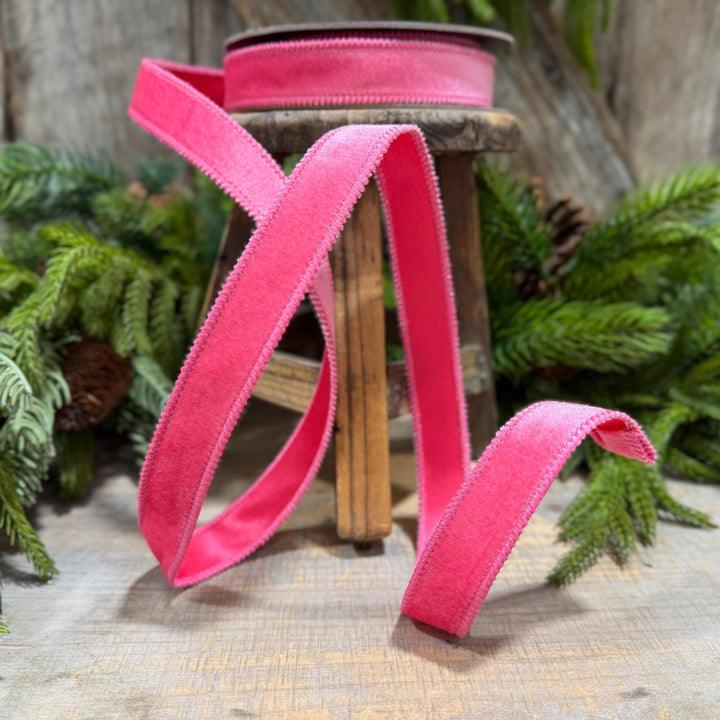 1" BubbleGum Pink Velvet Ribbon, Pink Velvet Ribbon