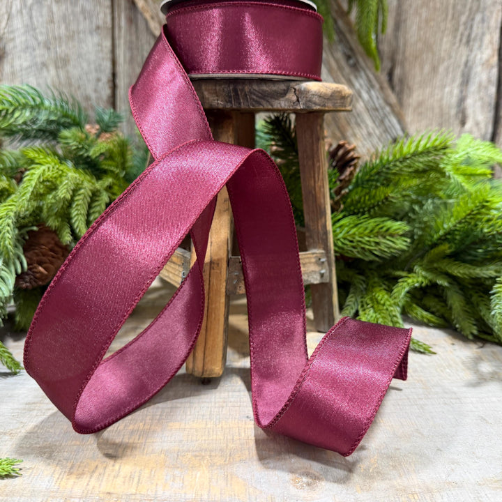 1.5" Burgundy Satin Ribbon, Burgundy Christmas Ribbon,