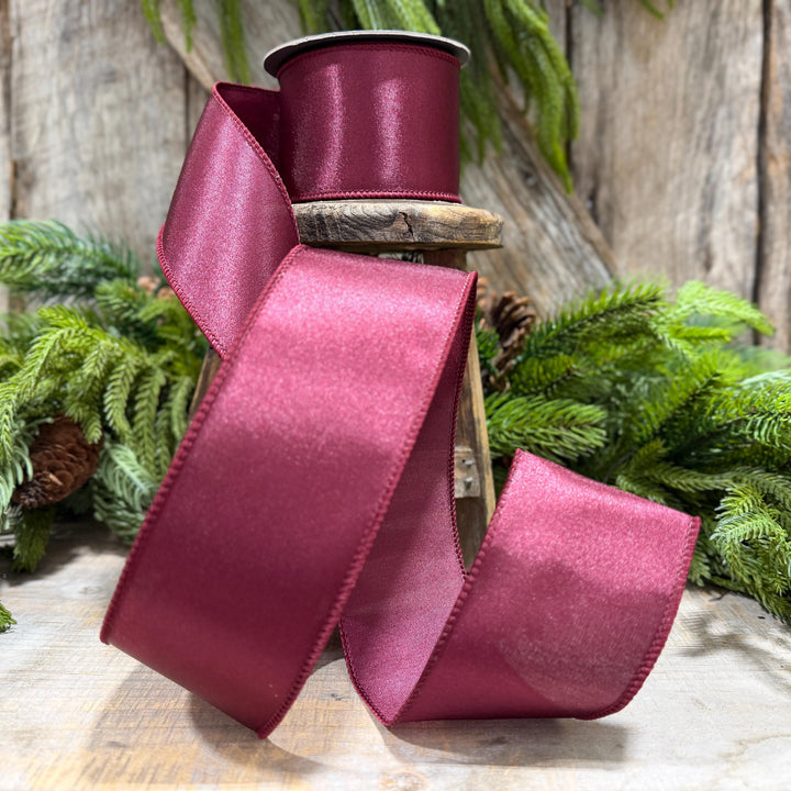2.5" Burgundy Satin Ribbon, Burgundy Christmas Ribbon,