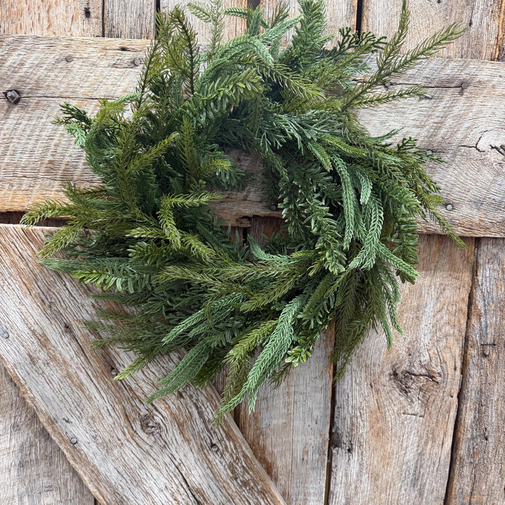 20" Real Touch Pine Wreath, Pine Mix Artificial Wreath