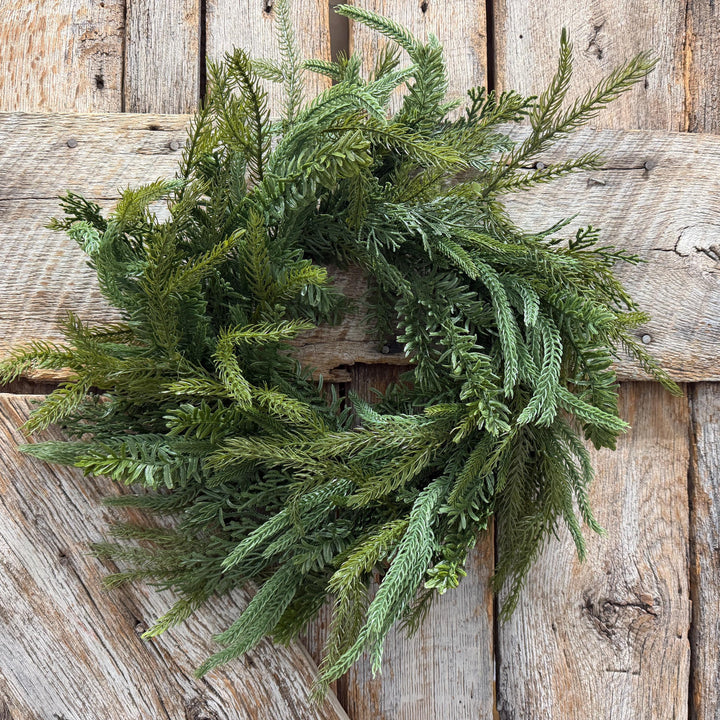 20" Real Touch Pine Wreath, Pine Mix Artificial Wreath
