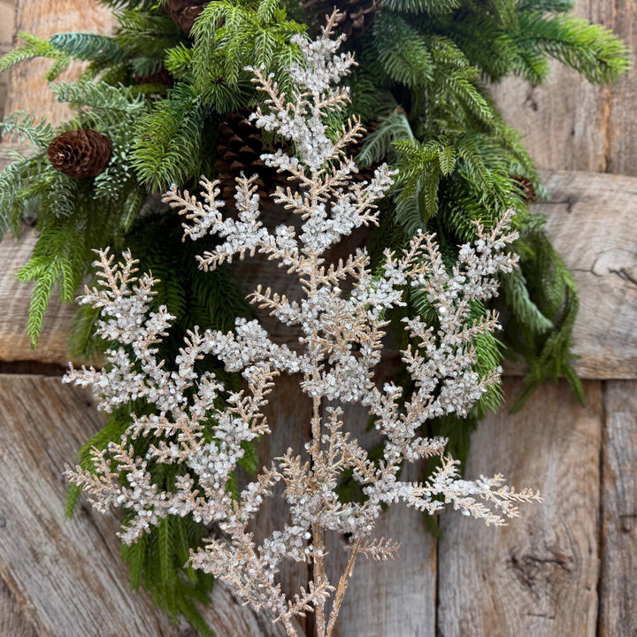 31" Champagne Sequin Cedar Spray, Christmas Tree Spray