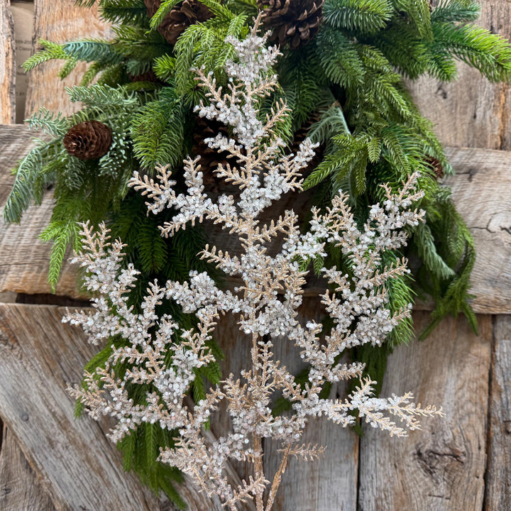 31" Champagne Sequin Cedar Spray, Christmas Tree Spray