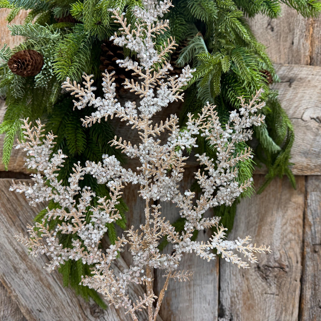31" Champagne Sequin Cedar Spray, Christmas Tree Spray