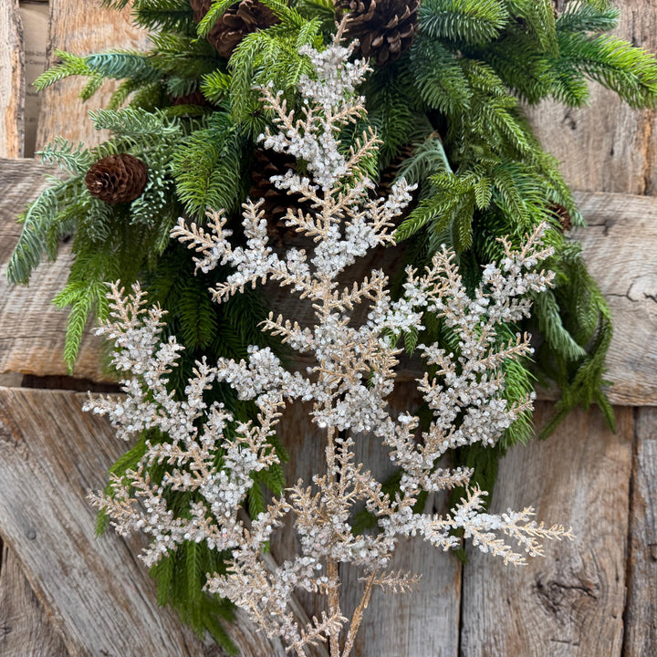31" Champagne Sequin Cedar Spray, Christmas Tree Spray