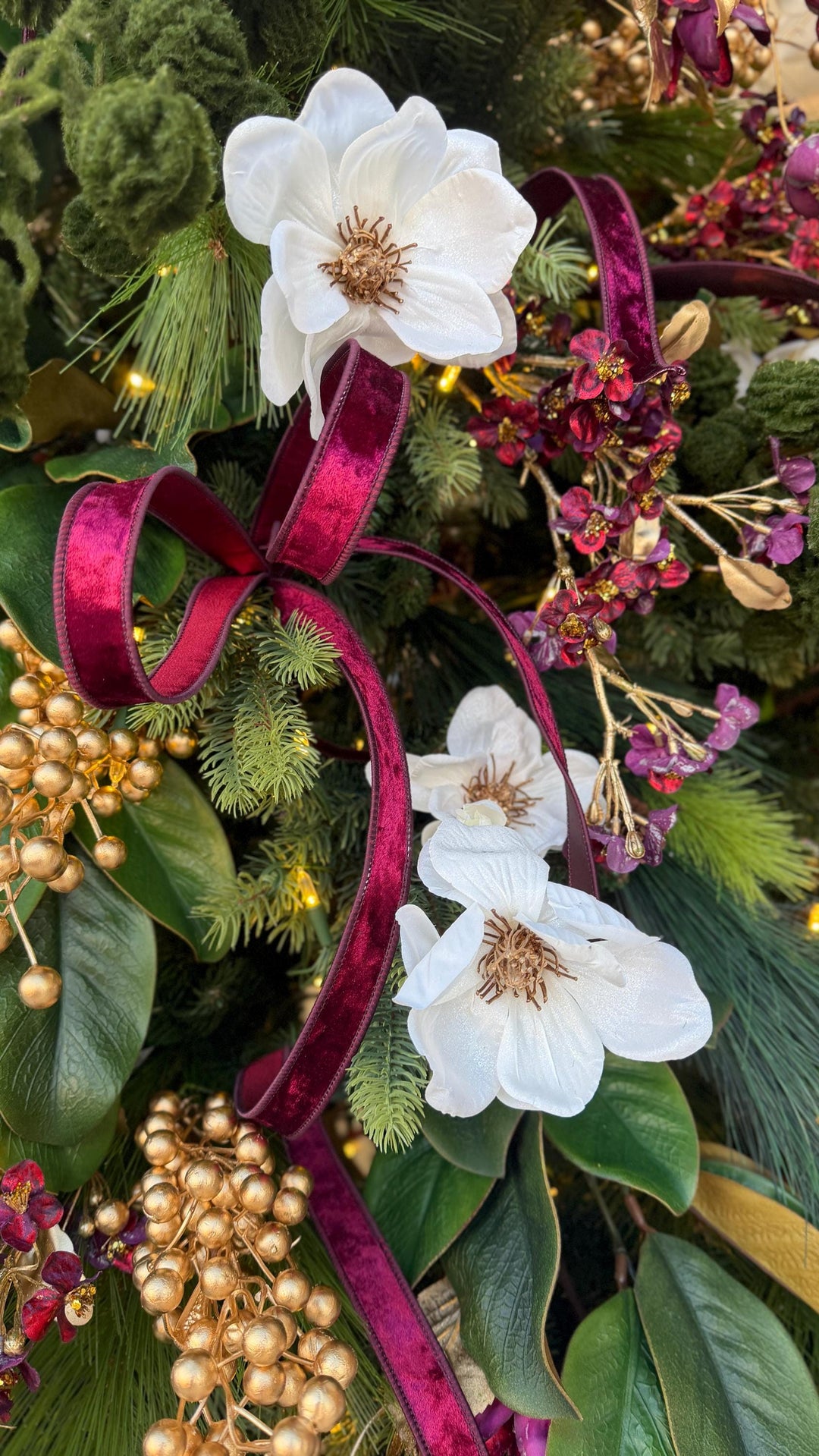1" Burgundy Velvet Ribbon, Christmas Ribbon