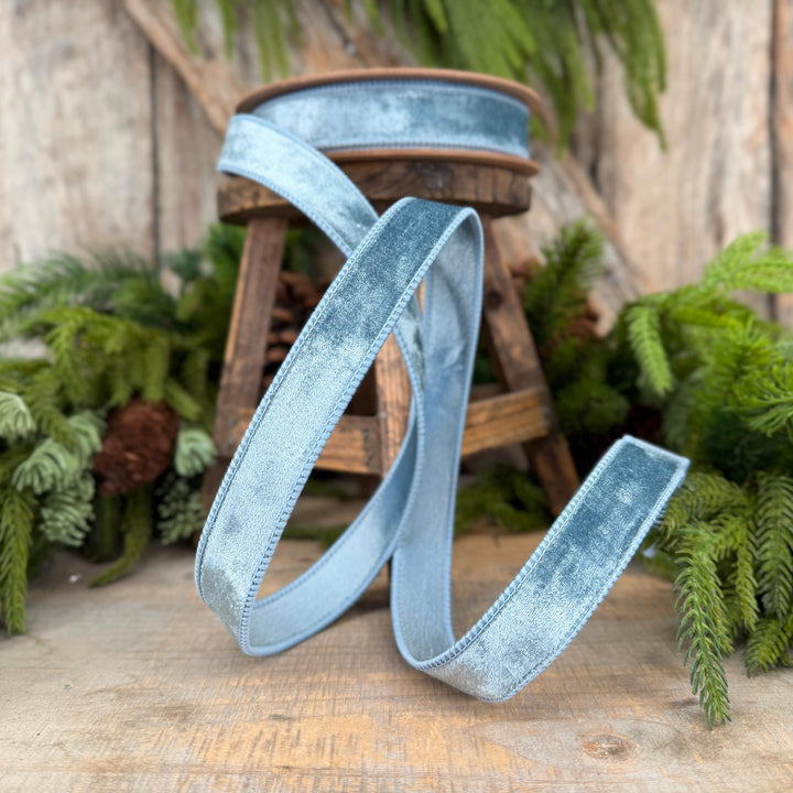 1" French Blue Velvet Ribbon