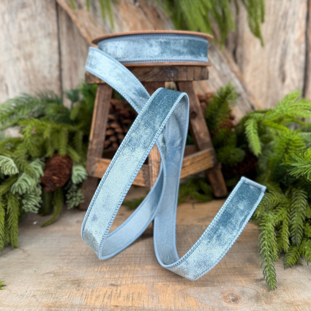 1" French Blue Velvet Ribbon