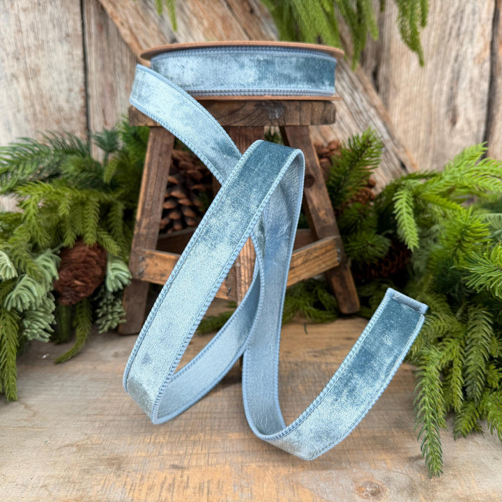 1" French Blue Velvet Ribbon