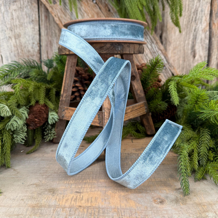 1" French Blue Velvet Ribbon