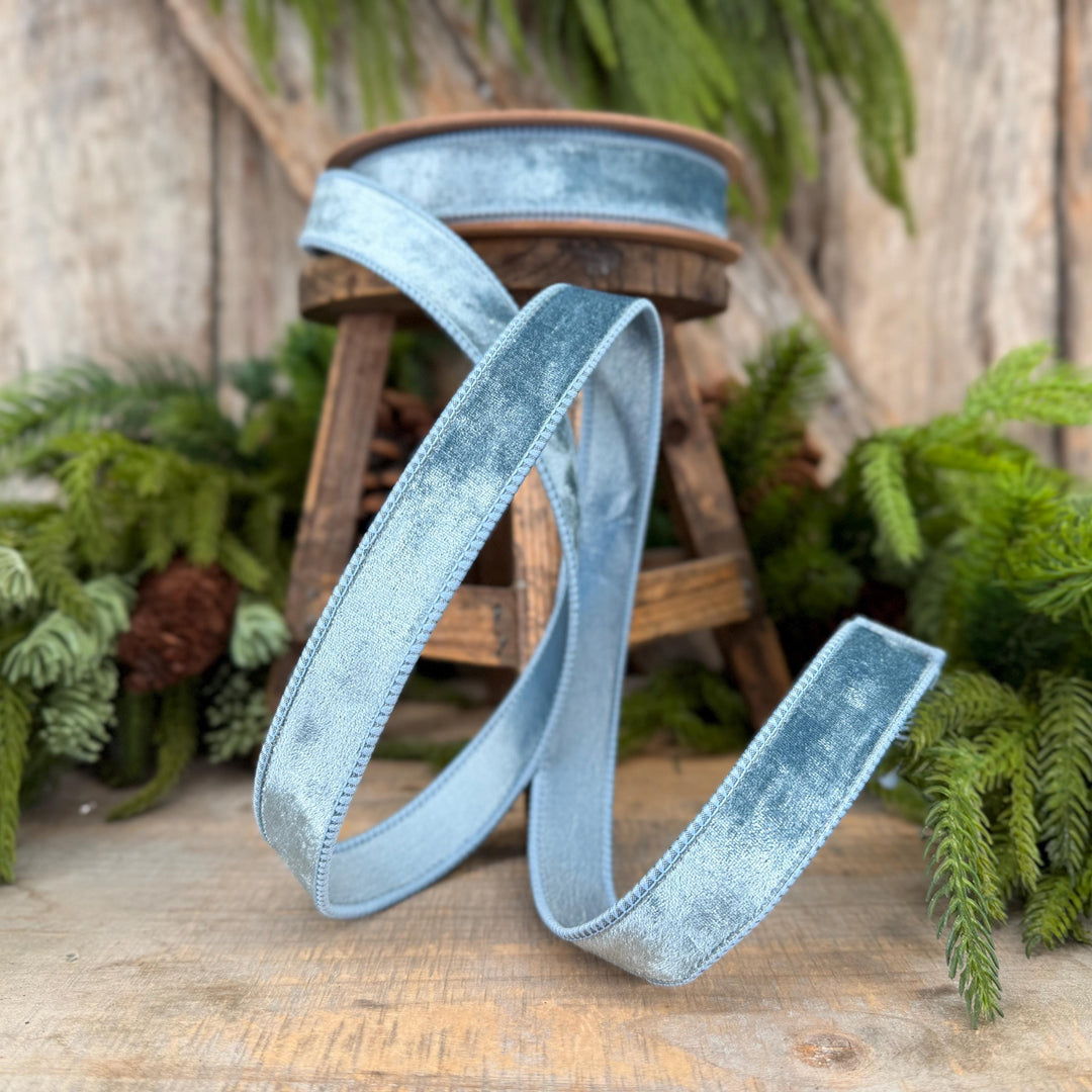 1" French Blue Velvet Ribbon