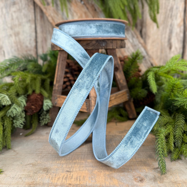 1" French Blue Velvet Ribbon
