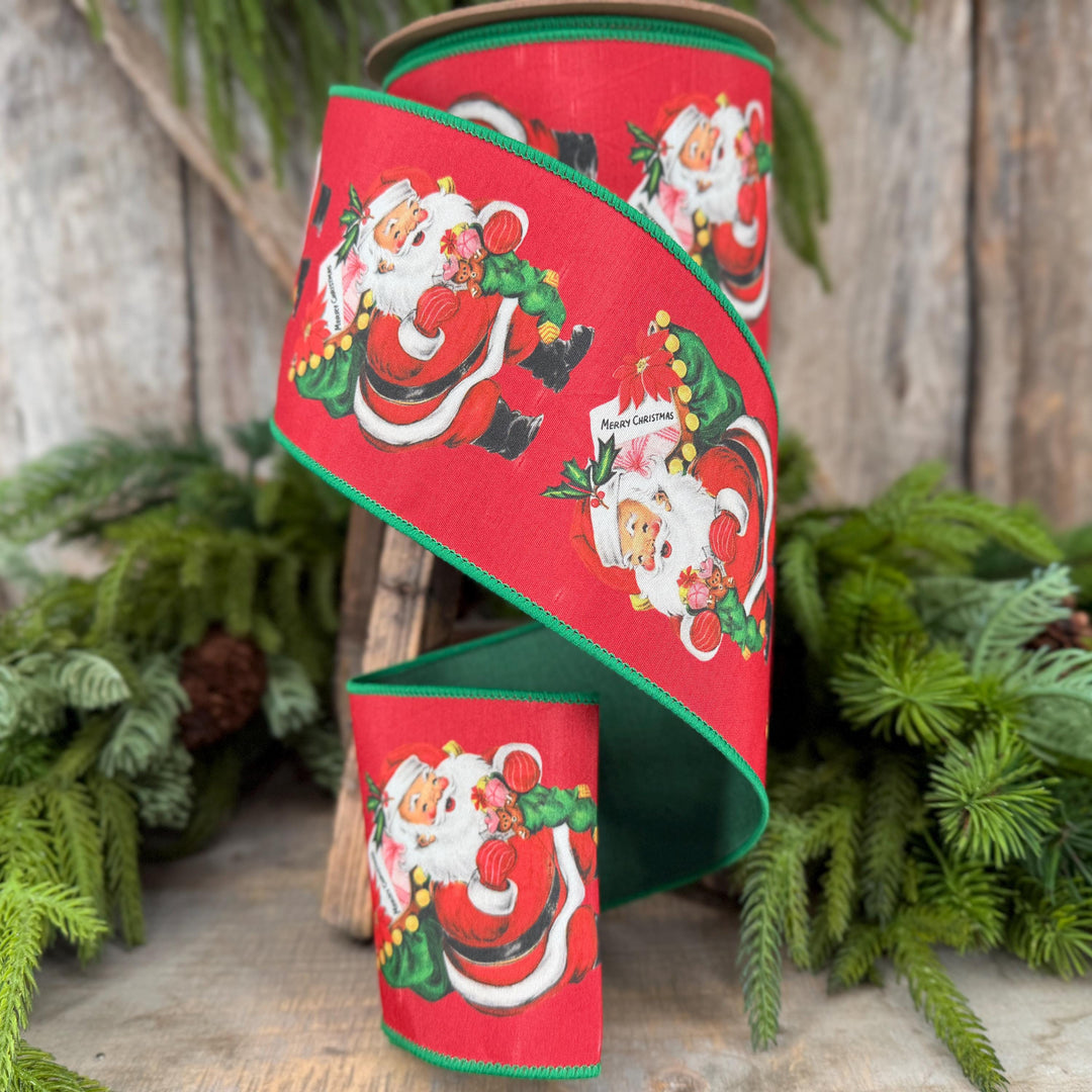 4 " Santa with Presents Ribbon, Christmas Tree Ribbon