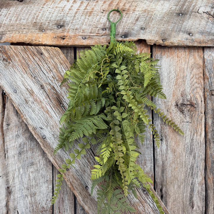26" Mixed Fern Teardrop Greenery, Artificial Hanging Fern Swag