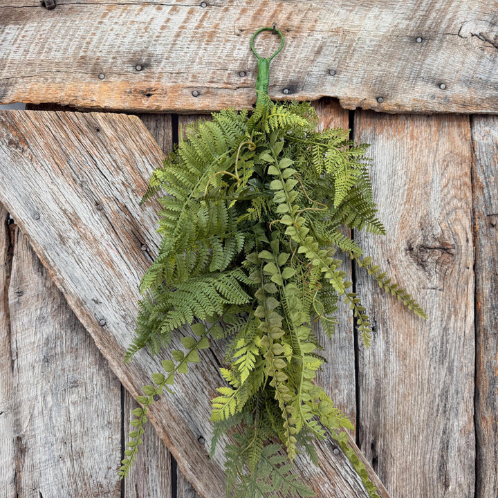 26" Mixed Fern Teardrop Greenery, Artificial Hanging Fern Swag