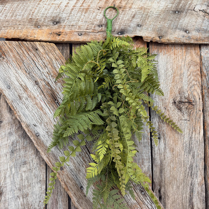 26" Mixed Fern Teardrop Greenery, Artificial Hanging Fern Swag