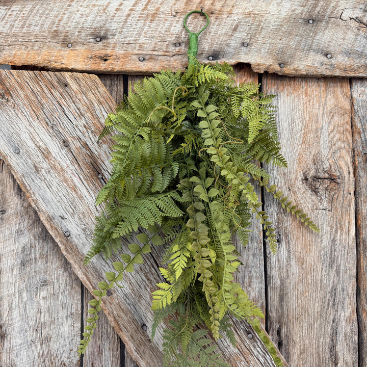 26" Mixed Fern Teardrop Greenery, Artificial Hanging Fern Swag